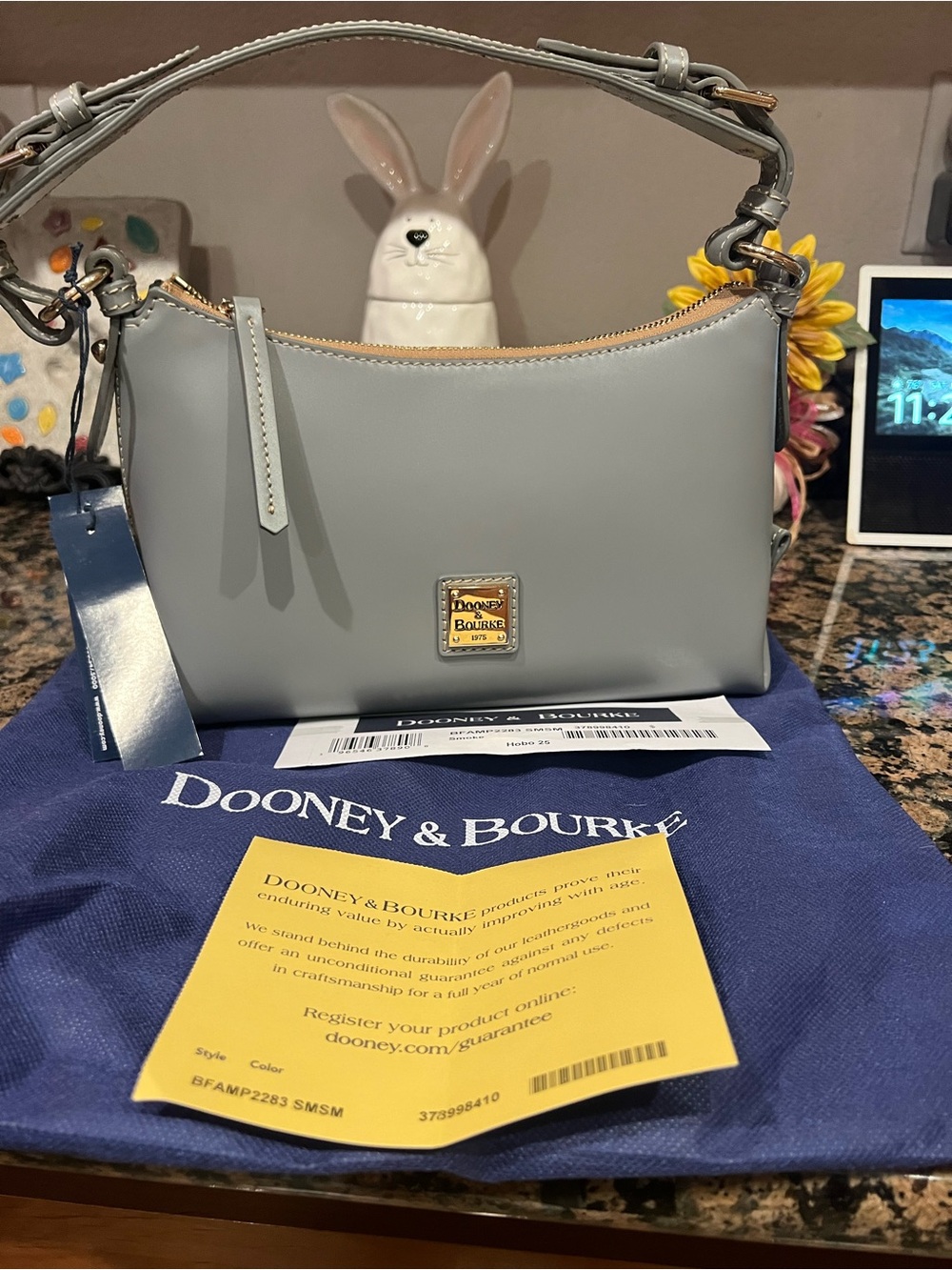 Dooney & Bourke Hobo 25 in Light Gray with Gold Hardware - Picture 2 of 7